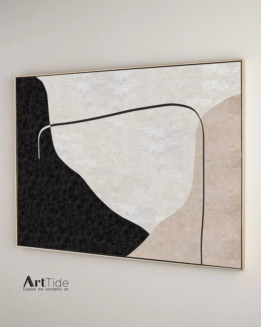 Room Handmade Original Painting Beige White Abstract Canvas Artwork T16VX